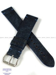 Pasek skórzany ręcznie robiony A. Kucharski Leather - Badalassi Carlo Pueblo Simple - navy/navy 24 mm