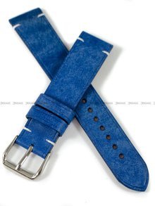 Pasek skórzany ręcznie robiony A. Kucharski Leather - Conceria Il Ponte Maya Simple - blue/white 20 mm