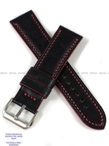 Pasek skórzany ręcznie robiony A. Kucharski Leather - Conceria Il Ponte Maya - black/red 18 mm