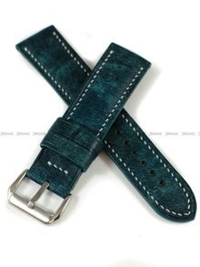 Pasek skórzany ręcznie robiony A. Kucharski Leather - Conceria Il Ponte Maya - turquoise/white 22 mm