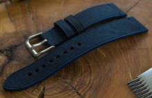 Pasek skórzany ręcznie robiony A. Kucharski Leather - Badalassi Carlo Pueblo Simple - navy/navy 30 mm